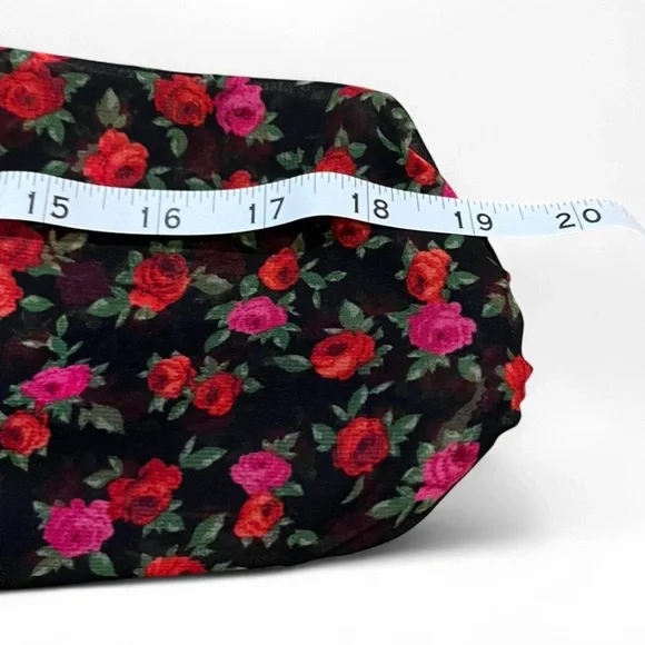 Art Class Women’s Cropped Black and Pink Floral Blouse with Sheer Sleeves - Picture 7 of 7